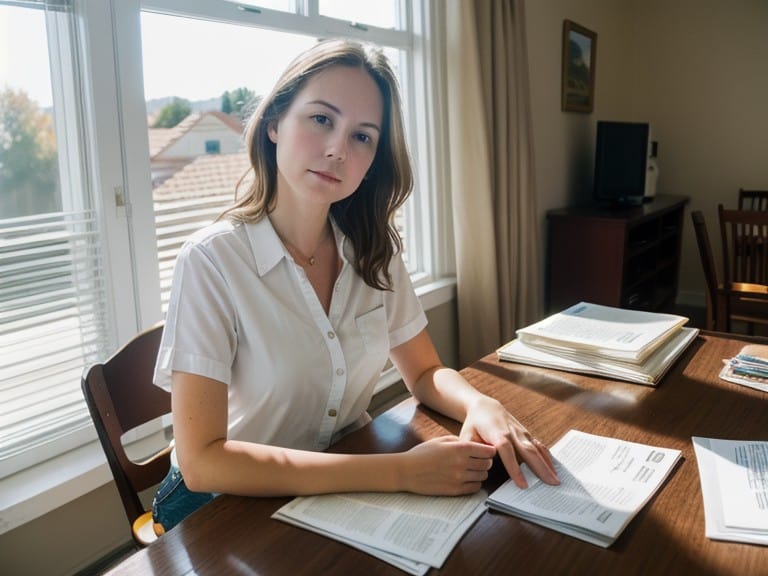 Woman paying mortgage payments